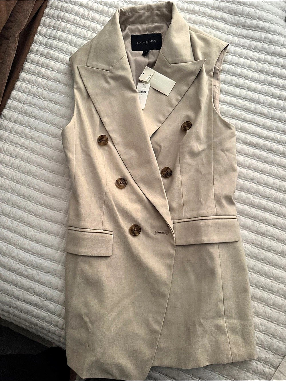 Banana Republic Stretch Twill Icon Suiting Vest Beige Size 4